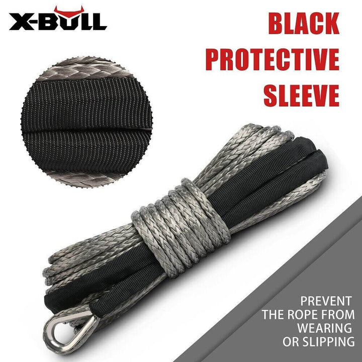 XBULL Dyneema Synthetic Rope Winch Cable SK75 5.5MM x 13M Car Tow Recovery Strap