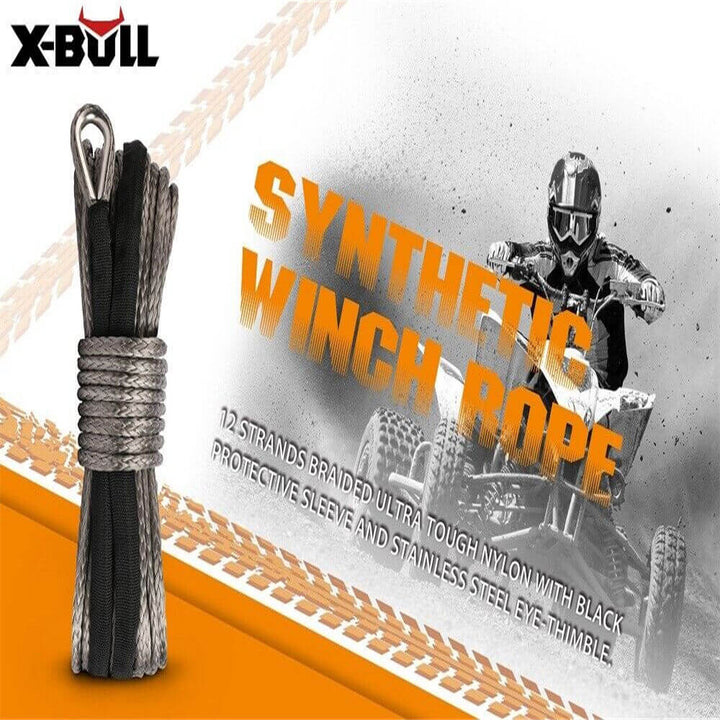 XBULL Dyneema Synthetic Rope Winch Cable SK75 5.5MM x 13M Car Tow Recovery Strap