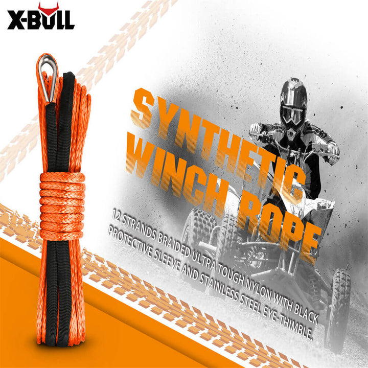 XBULL Dyneema Synthetic Rope Winch Cable SK75 5.5MM x 13M Car Tow Recovery Strap