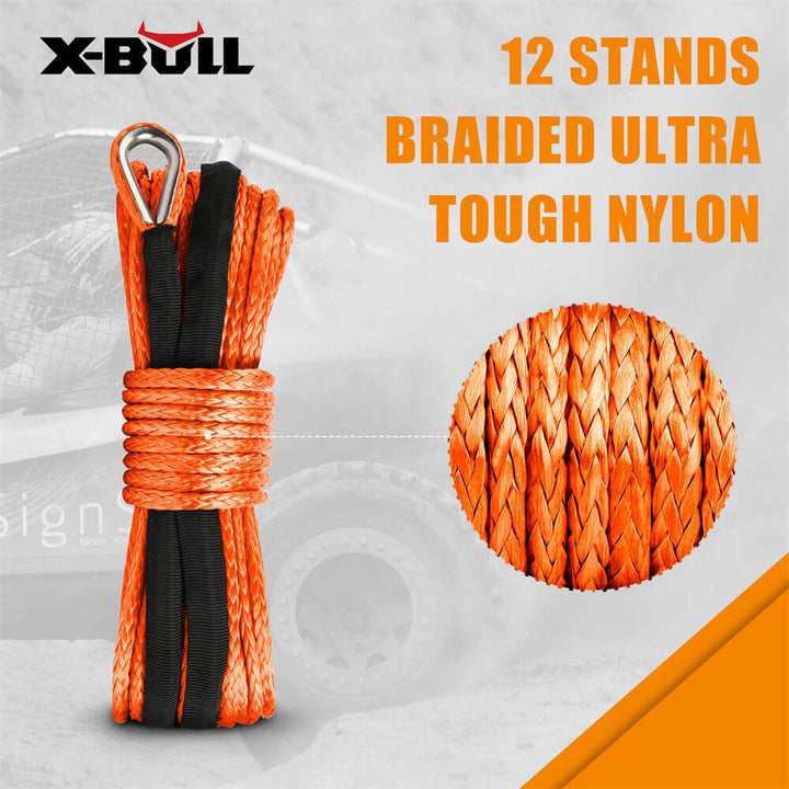 XBULL Dyneema Synthetic Rope Winch Cable SK75 5.5MM x 13M Car Tow Recovery Strap