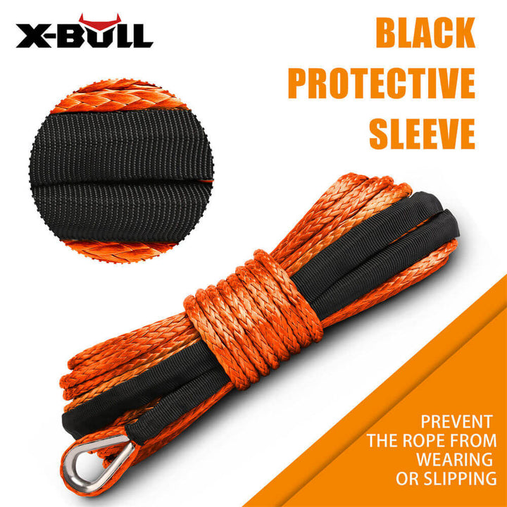 XBULL Dyneema Synthetic Rope Winch Cable SK75 5.5MM x 13M Car Tow Recovery Strap