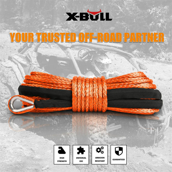 XBULL Dyneema Synthetic Rope Winch Cable SK75 5.5MM x 13M Car Tow Recovery Strap