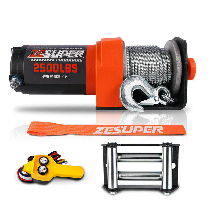 ZESUPER Electric Winch 12V 2500LBS/1134KG 15.2M Steel Cable ATV UTV Boat