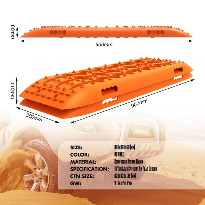 X-BULL Recovery Tracks Gen 2.0 Sand Track Mud Snow 10T 2 Pairs 4PC 4WD 4X4-Orange